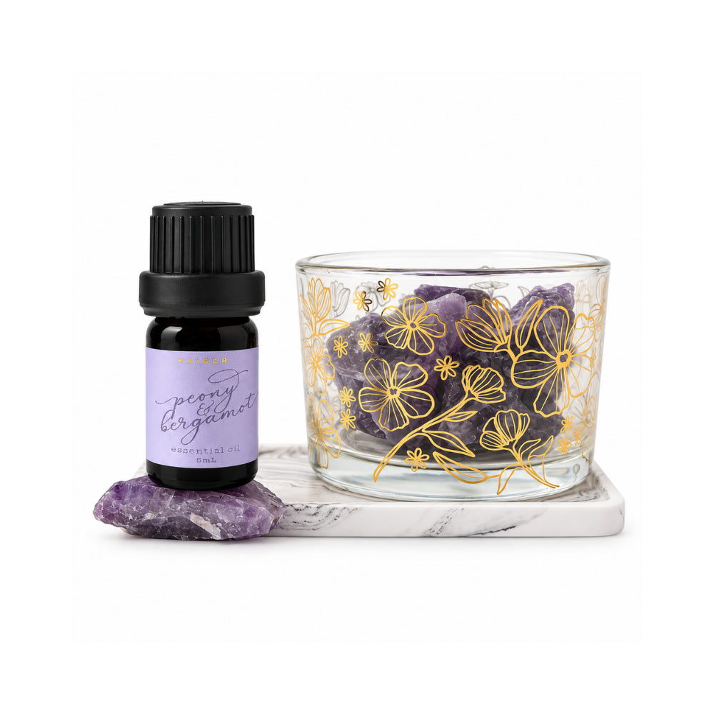 Rosewood Collection Mini Fragrance Stone & Oil Set - PEONY & BERGAMOT